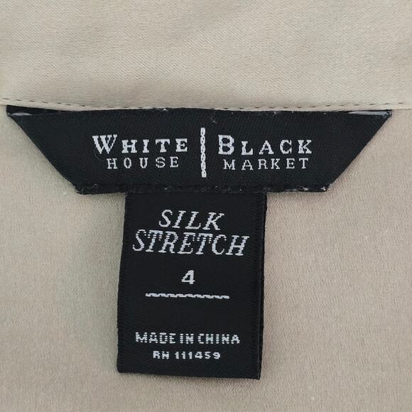 Women's Silk Blouse Sz 4 Champagne Button Down Long Sleeve Workwear Minimalist - Picture 6 of 10